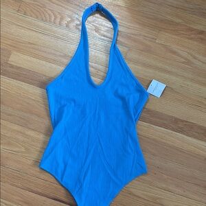 American Eagle Outfitters Blue Halter Bodysuit